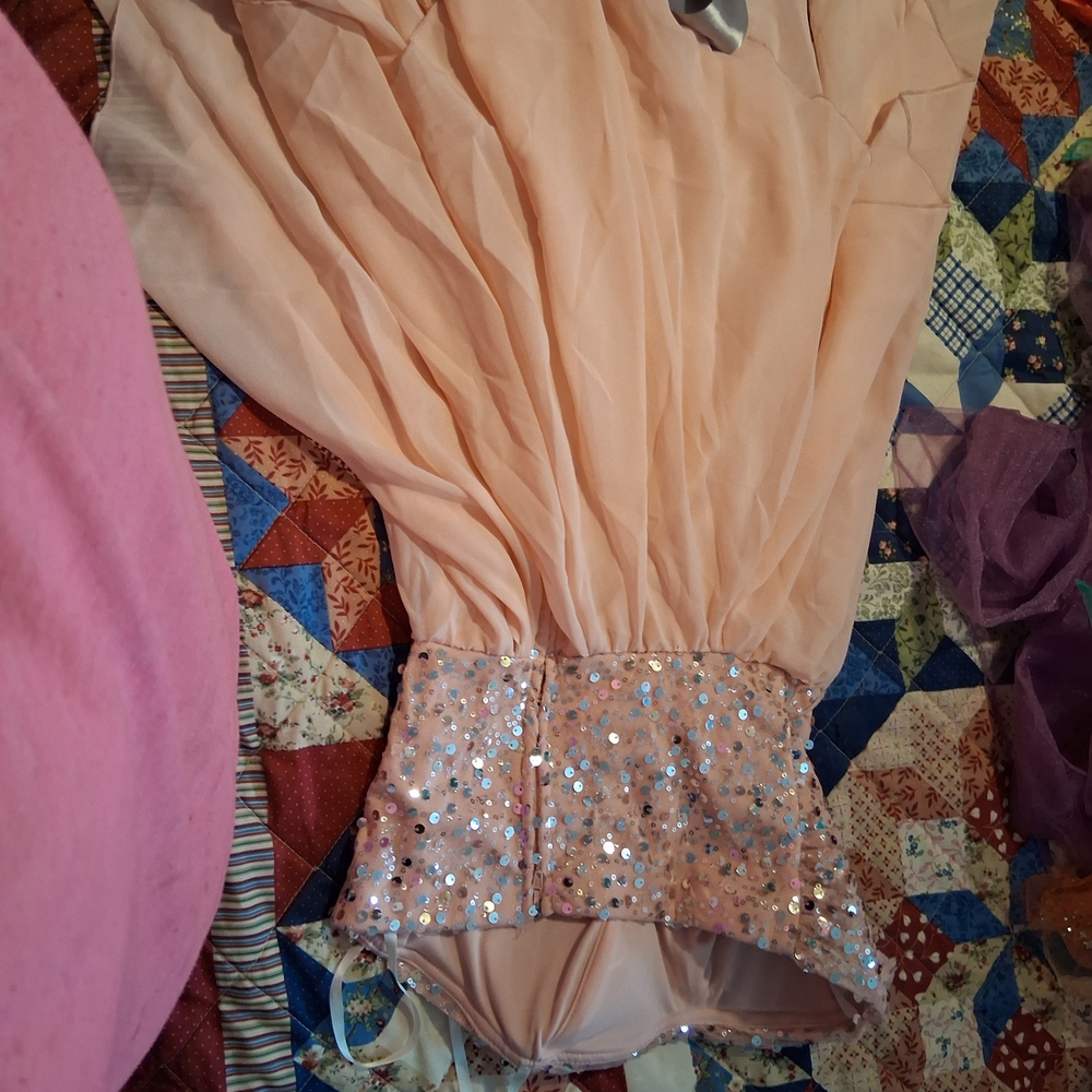 Elegant Peach Sequin Kids Formal Dress